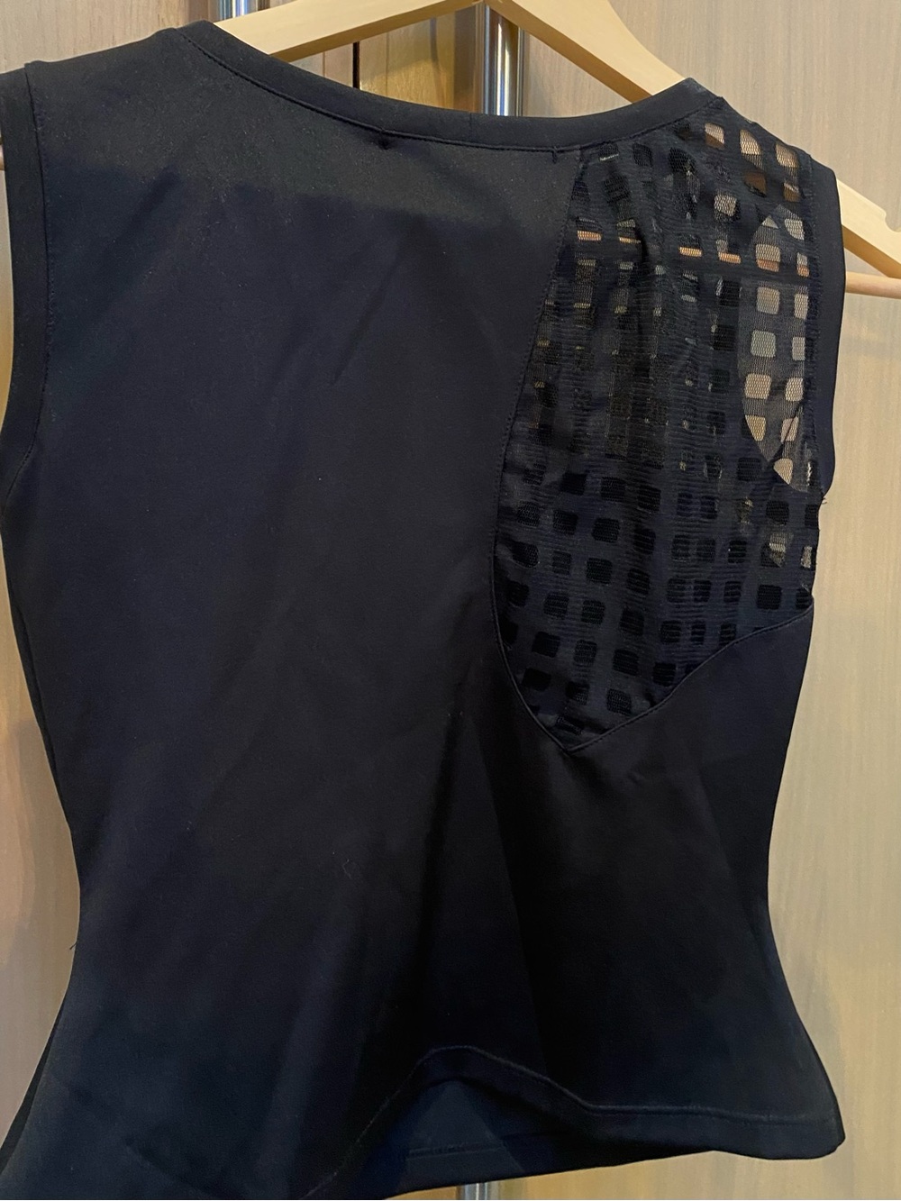 Christopher Pounil Women's Black Sleeveless Mesh Accent Designer Top
